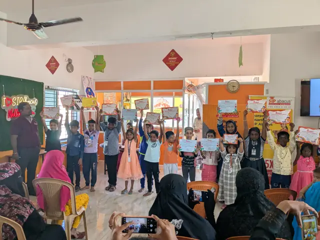 Students receiving level certificates at the centre